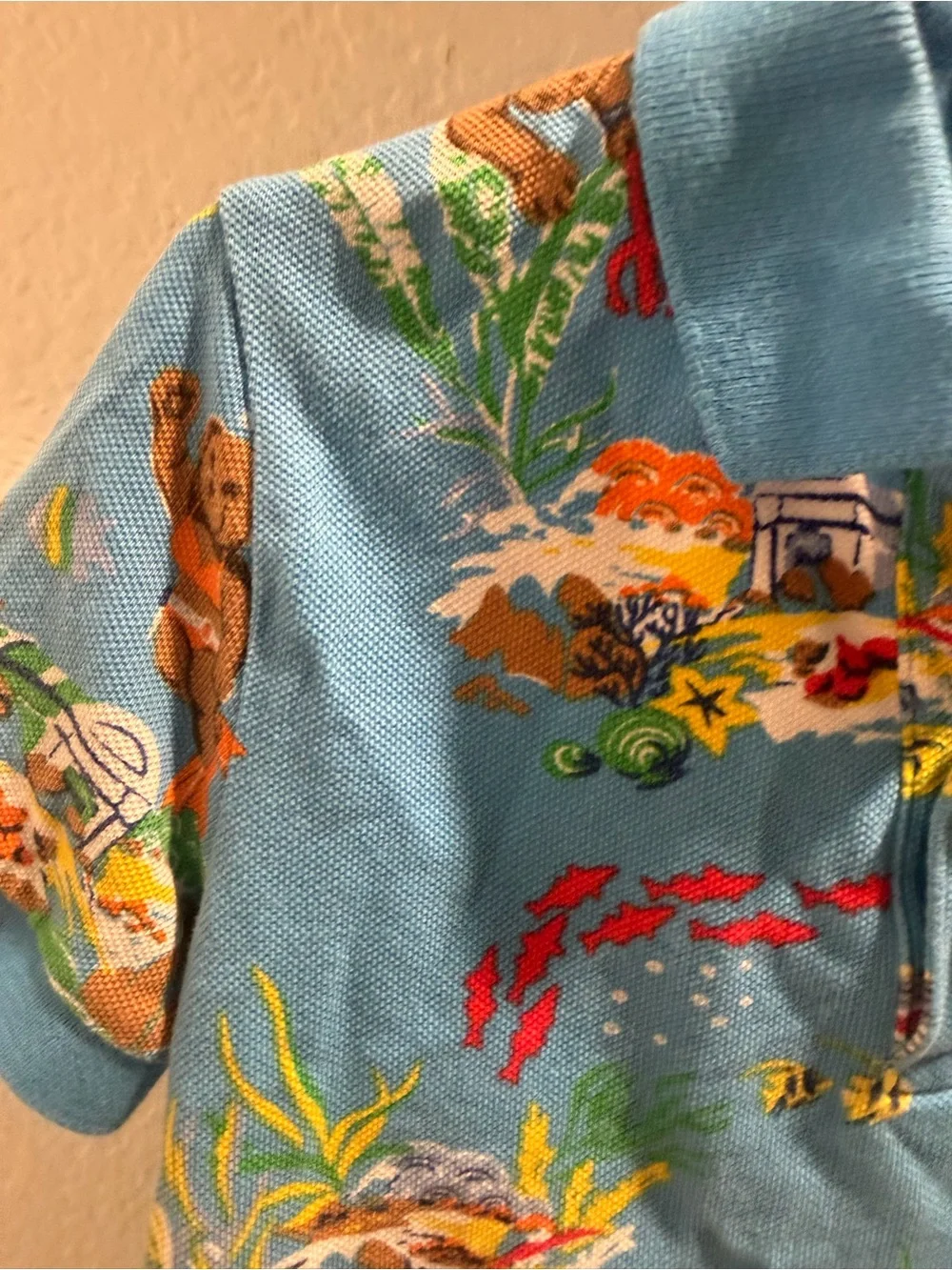 Polo by Ralph Lauren Blue Ocean Print Polo Shirt for Kids